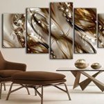Konda Art – Large Size Framed Modern Abstract Canvas Wall Art Painting Decor HD Print Contemporary Artwork Hanging for Home Decorations Stretched and ready to hang (W60″x H30″, Brown tide)