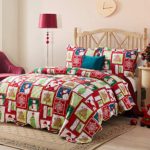 Hansleep Christmas Quilt Set with Snowflake Printed Pattern, Comforter Bedding Cover Lightweight Bedspread Bed Decor Coverlet Set for All Season (Christmas Snowflake, King)