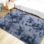 Noahas Abstract Shaggy Rug for Bedroom Ultra Soft Fluffy Carpets for Kids Nursery Teens Room Girls Boys Thick Accent Rugs Home Bedrooms Floor Decorative, 4 ft x 6 ft, Dark Blue