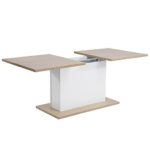 Geniqua Extensible Table 6-8P 63″ to 80″ Wooden Oak White Stylish and Economical