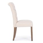 BELLEZE Set of (2) Dining Chair Modern Tufted Parson Chairs Armless Linen High-Backrest Cushion Seat w/Wooden Leg, Beige
