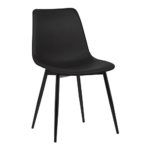 Armen Living Monte Dining Chair in Black Faux Leather and Black Powder Coat Finish