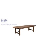 Flash Furniture HERCULES Series 9′ x 40″ Rectangular Antique Rustic Solid Pine Folding Farm Table (Pinewood)