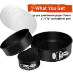 Springform Pan set?Nonstick Leakproof 3pcs(4″/7″/9″) Cake Pan Bakeware Cheesecake Pan with 50 Pcs Parchment Paper Liners by MASSUGAR (3)