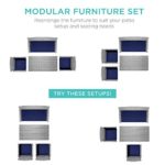 Best Choice Products 4-Piece Wicker Patio Conversation Furniture Set w/ 4 Seats, Tempered Glass Tabletop – Gray Wicker/Navy Cushions