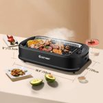 COSTWAY Indoor Smokeless Electric Grill, 1500W BBQ Grill with Dishwasher Safe Nonstick Plate, Removable Oil Collection Tray, Smoke Extractor Fan, 248? to 446? Temperature Control Indoor Grill, FDA Certification, Black