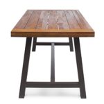 Christopher Knight Home Carlisle Outdoor Dining Table with Iron Legs, Sandblast Finish / Rustic Metal