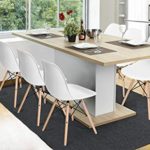 FurnitureR 8 Seater Extendable funtional Dining Table High Gloss White Wood with Hiding Storage Space, Only Table (Beech)