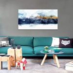Abstract Canvas Wall Art for Bedroom Living Room Modern Navy Blue Abstract Mountains Print Poster Picture Artworks for Bathroom Kitchen Wall Decor 1 Pieces Framed Ready to Hang 20″ x 40″ x 1 Pieces