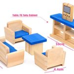 Giragaer 5 Set Colorful Wooden Doll House Furniture, Wood Miniature Bathroom/ Living Room/ Dining Room/ Bedroom/ Kitchen House Furniture Dollhouse Doll Decoration Accessories Pretend Play Kids Toy