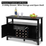 Giantex Buffet Server Wood Cabinet Sideboard Cupboard Table Kitchen Dining Room Restaurant Furniture Wine Cabinet with Wine Rack Open Shelf Drawer Cabinets, Black