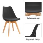Furniwell Dining Chairs Mid Century Modern DSW Chair Upholstered Side Kitchen Chairs with Wood Leg and Soft Padded Cushion for Kitchen, Dining, Bedroom, Living Room Set of 4 (Black)