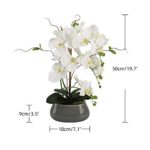 Artificial Orchid Flowers Centerpieces For Dining Room Table With Vase – White Silk Orchid Fake Flowers Plants Arrangements Decorations – Fake Orchids Floral Centerpiece Arrangement Indoor Decoration