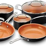 Gotham Steel Cookware + Bakeware Set with Nonstick Durable Ceramic Copper Coating – Includes Skillets, Stock Pots, Deep Square Fry Basket, Cookie Sheet and Baking Pans, 20 Piece, Graphite