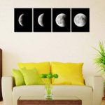 Wieco Art – Modern Giclee Canvas Prints Stretched Artwork Abstract Space Black and White Pictures to Photo Paintings on Canvas Wall Art for Home Office Decorations Wall Decor 4pcs/Set P4RAB018