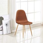 GreenForest Dining Chairs Set of 4,Washable PU Leather Cushion Seat Kitchen Room Side Chair with Metal Legs for Living Room, Camel Brown
