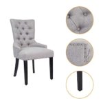 CangLong Modern Elegant Button-Tufted Upholstered Fabric With Nailhead Trim Dining Side Chair for Dining Room Accent Chair for Bedroom, Light Grey