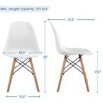 Yaheetech Dining Chairs with Beech Wood Legs and Metal Wires Modern Side Chairs Pre Assembled Shell Eiffel DSW Chairs for Dining Room Living Room Bedroom Kitchen Lounge Reception, Set of 4, White
