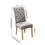 Luxuriour Fabric Dining Chairs,Pekko Kitchen Chairs Room Chairs with Copper Nails and Solid Wood Legs Set of 2 (Grey+A)