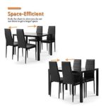 IANIYA Dining Room Table?Kitchen Table, Square Glass Kitchen Table with 4 Chair Black