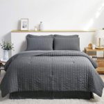 Bedsure Bed in A Bag King Comforter Set 8 Pieces, Soft Microfiber Seersucker Bedding Set (2 Pillowcases, 2 Pillow Shams, 1 Comforter, 1 Flat Sheet, 1 Fitted Sheet, 1 Bed Skirt), Dark Grey