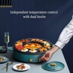 Contact Grills Electric Grill Hot Shot Grill, 1700W Separable Shabu Hot Pot With Electric Indoor And Outdoor Korean BBQ Smokeless Grill Non-Stick Pan, Great For A Family Get Together Or Party