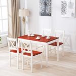 Mecor 5 Piece Kitchen Dining Table Set, 4 Wood Chairs Dinette Table Kitchen Room Furniture, Red