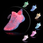 Shinmax Fiber Optic Led Shoes, Light Up Shoes for Women Men USB Charging Flashing Luminous Trainers for Festivals, Christmas Halloween Party White