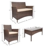 Greesum GS-4RCS8BG 4 Pieces Patio Outdoor Rattan Furniture Sets, Brown and Beige