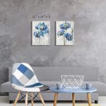 Blue Flower Artwork Canvas Picture: Floral Painting Bloom Wall Art Print on Canvas for Dining Room
