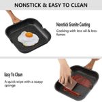 ESLITE LIFE Nonstick Grill Pan for Stove Tops with Pour Spouts Induction Compatible, Granite Stone Coating, 9.5 inch