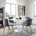 Poly and Bark Wadsworth Fabric Dining and Kitchen Side Chair with Metal Legs in Natural Wood Color, Grey (Set of 4)