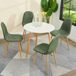GreenForest Dining Chairs Set of 4, Anti-Dirty PU Leather Side Chairs Mid Century Modern Kitchen Room Chairs Upholstered with Sturdy Wood Look Metal Legs, Cactus/Green