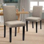 Furniwell Dining Chairs Fabric Upholstered Parson Urban Style Kitchen Side Padded Chair with Solid Wood Legs Set of 4 (Beige)