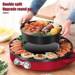 2200W Electric Smokeless Grill and Hot Pot, 110V 2 in 1 hot pot with grill, Independent Dual Temperature Control Easy to Clean BBQ & Shabu Shabu for 2-8 People Family/Friend Gathering Party