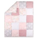 The Peanutshell Pink Floral Crib Bedding Set for Baby Girls – Quilt, Fitted Sheet, Dust Ruffle Included