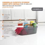 Casabella Cleaning Handle Bucket, Rectangular Storage Caddy, Graphite, 4 gallons, Gray and Orange