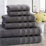 American Soft Linen 6-Piece 100% Turkish Genuine Cotton Premium & Luxury Towel Set for Bathroom & Kitchen, 2 Bath Towels, 2 Hand Towels & 2 Washcloths [Worth $72.95] – Grey
