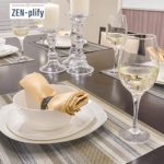ZENplify Placemats Set of 6 – Heat-Resistant Insulation Washable Wipeable Woven PVC Vinyl Dining Table Place Mats. Kitchen Accessory Decorations Gift. Gold Beige Stripes