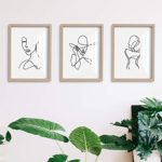 ArtbyHannah Framed Minimalist Line Wall Art Decor Abstract Woman’s Body Shape Picture Frame Collage Set Modern Poster Print Artwork for Home Bedroom Decoration (12 x16 Inch, 3 pieces?