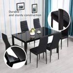Mecor Dining Table Modern Minimallist Glass Kitchen Table Rectangular Transparent Metal Legs 53IN for 6/8 Persons,(Black)