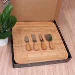Bamboo Charcuterie Cheese Board and Knife Set, Serving Platter Tray with Cutlery Set, Housewarming Gifts, Entertaining Serving Dishes, Cheese Serving Plate, Large Cheese Charcuterie Board