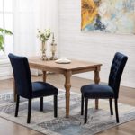 Velvet Parsons Upholstered Dining Chair, Accent Chairs Dining Room Chairs Set of 2(Blue)