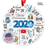 2020 Christmas Ornaments, Large 3.75″ Round Metal Ornament, Sigo Signs Velvet Pouch Included, by Soul Décor