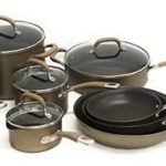 Circulon Premier Professional 13-Piece Hard-Anodized Cookware Set (8 Cooking Vessels and 5 Lids) Induction Base Suitable For All Cooktops, Bronze