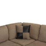 Casa AndreaMilano 3-Piece Microfiber and Faux Leather Sofa and Ottoman Set, 102″ W, Mocha