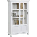 Ameriwood Home Aaron Lane Bookcase with Sliding Glass Doors, White White