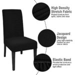 Chair Covers for Dining Room, Stretch Dining Chair Cover, Removable Jacquard Slipcover Washable Protector for Dining Room Set of 6, Black