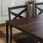 Walker Edison Furniture Industiral 5-Piece Dining Set with table and 4 Cross Back Chairs, 48″ L, Dark Walnut