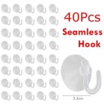 pengchengxinmiao Wall Plastic Suction Cup with Hook Waterproof 40 Pieces Fairy Lights Holder Towel Kitchen Bathroom Bedroom Christmas Decorations On The Windows Non Slip Sucker (White, Free)